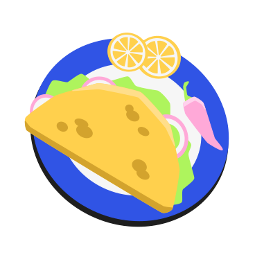 Taco with chili pepper and lemon PNG, SVG