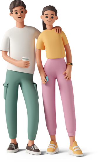 young man and woman standing next to each other PNG, SVG