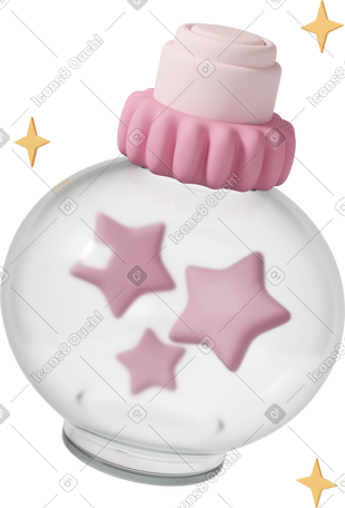 3D flask with magic stars PNG, SVG