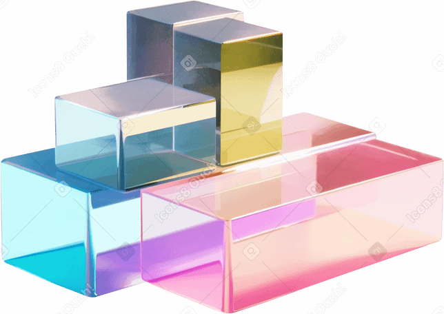 3D construction, composition with abstract glass cubes PNG, SVG