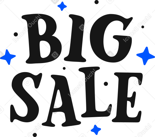 Надпись большая распродажа со звездным текстом в PNG, SVG