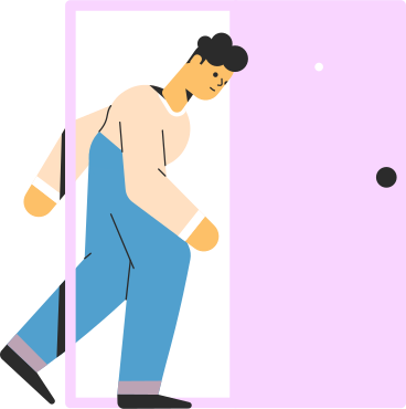 man coming out of the door PNG, SVG
