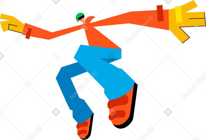 jumping man in helmet Illustration in PNG, SVG