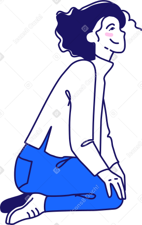 woman sitting on her knees side view PNG, SVG