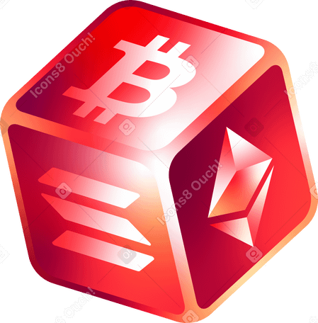 isometric cube with cryptocurrencies PNG, SVG