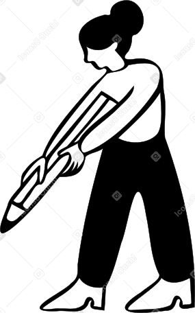 Mujer dibujando con lapiz PNG, SVG