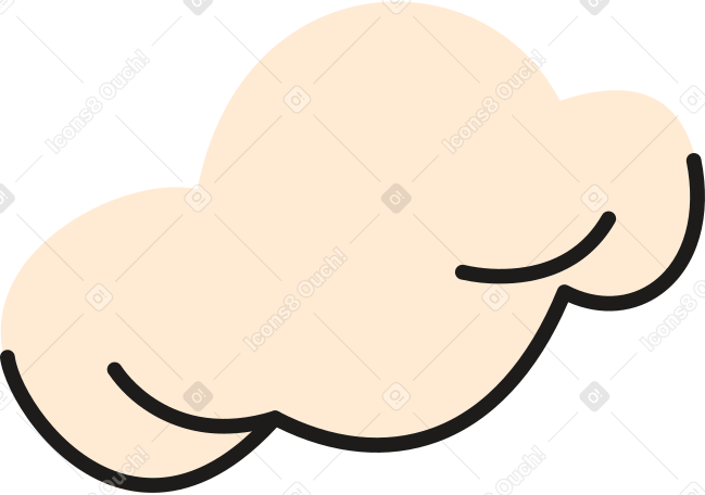 beige cloud with black outline below Illustration in PNG, SVG