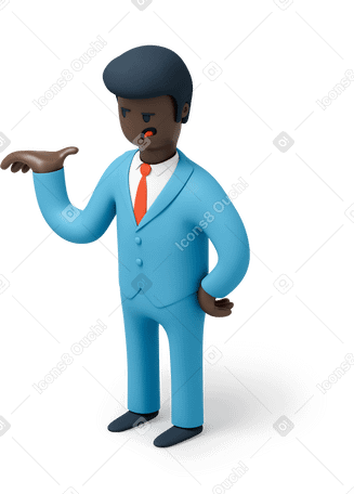 3D Angry black man with raised hand PNG, SVG