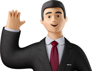 close up of businessman in black suit waving hello PNG, SVG