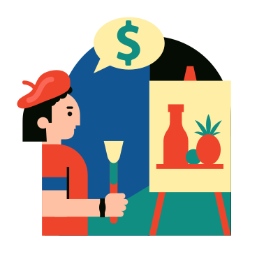 Man painting still life for sale PNG, SVG