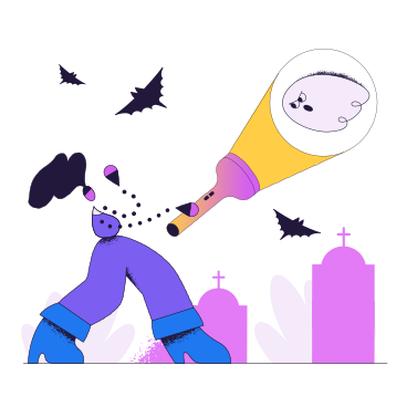 Halloween ghost scaring a woman at the cemetery PNG, SVG