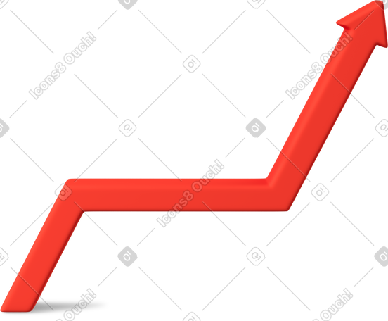 3D red increase arrow PNG, SVG