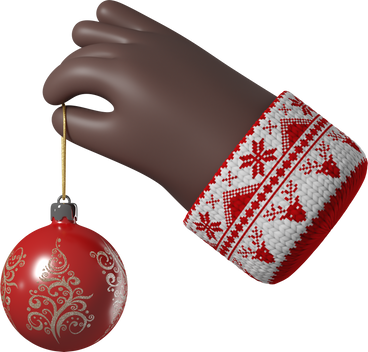 Black skin hand holding a Christmas ball PNG, SVG