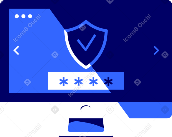 Illustrazione animata Monitorare con una password e un segno di sicurezza sullo schermo in GIF, Lottie (JSON), AE