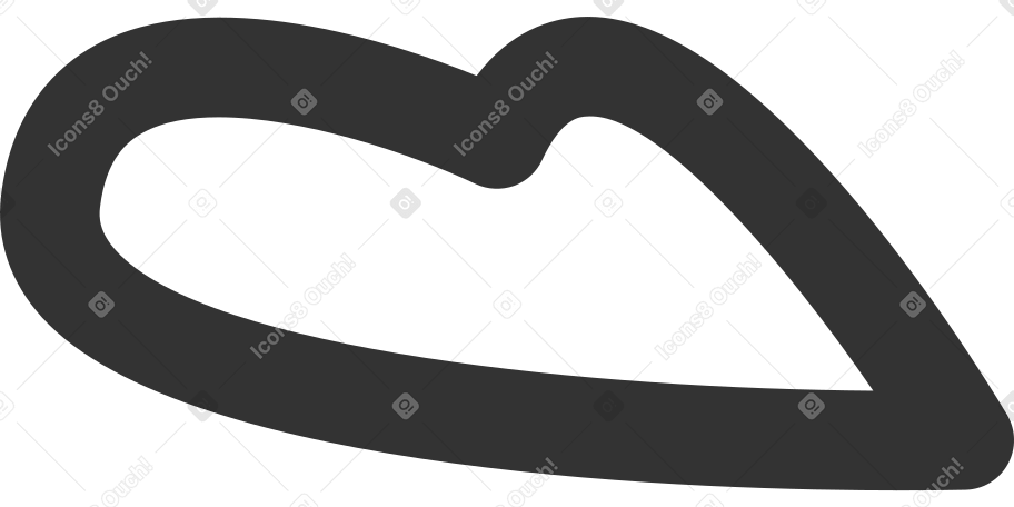 lily leaf with black thick outline Illustration in PNG, SVG