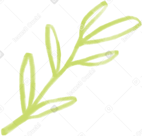 linear branch with leaves Illustration in PNG, SVG