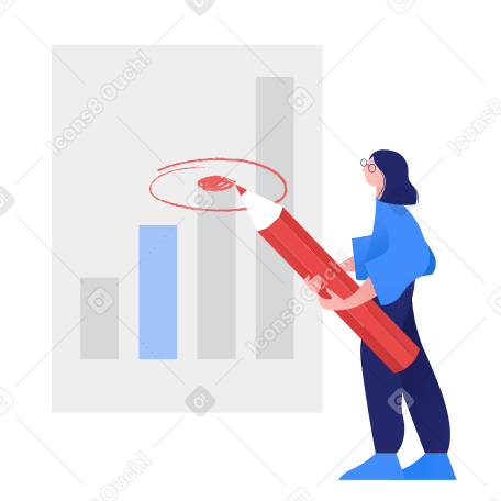 Woman giving a presentation with statistical data PNG, SVG