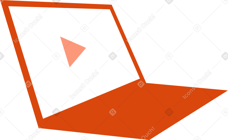 открытый ноутбук со значком видеофайла на экране в PNG, SVG