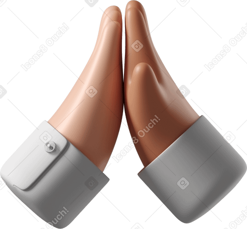 3D White skin hand giving high five to tanned skin hand PNG, SVG