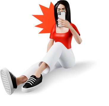 woman sitting with phone PNG, SVG