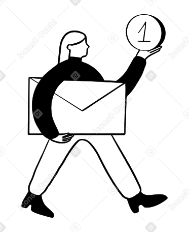 Woman carrying incoming message PNG, SVG
