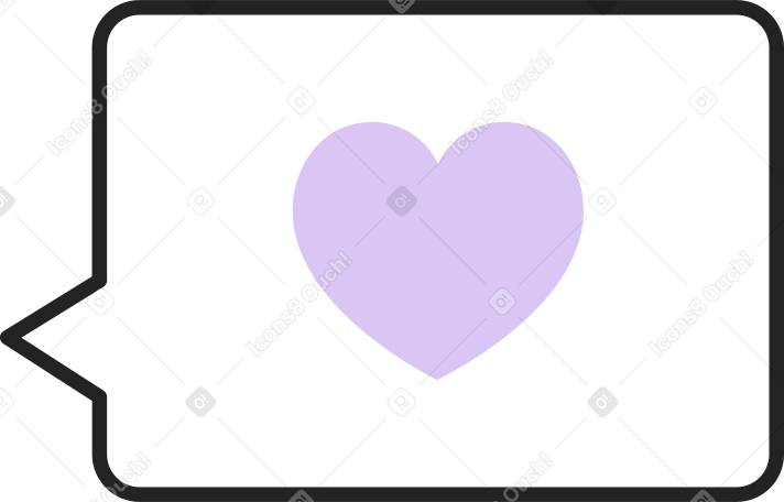 rectangular speech bubble with heart Illustration in PNG, SVG