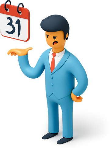 Businessman pointing at calendar PNG, SVG