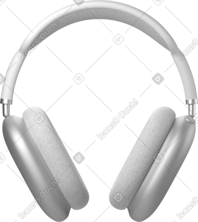 3D white headphones front view PNG, SVG