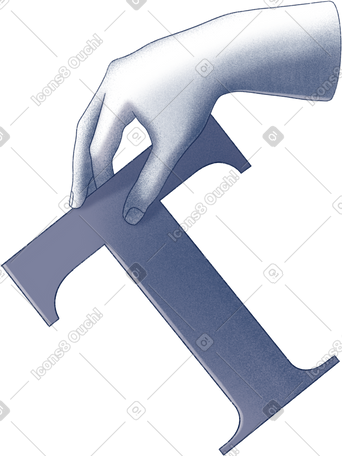 hand holding the letter t PNG, SVG