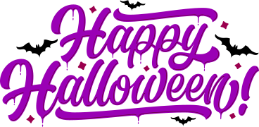 lettering happy halloween with bats and stars text PNG, SVG