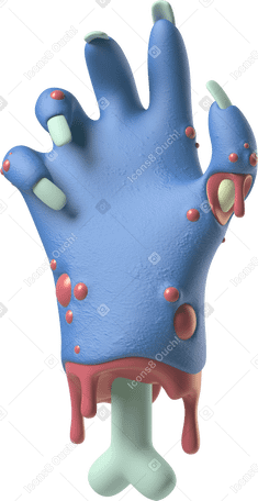 3D Palm of a blue zombie hand PNG, SVG