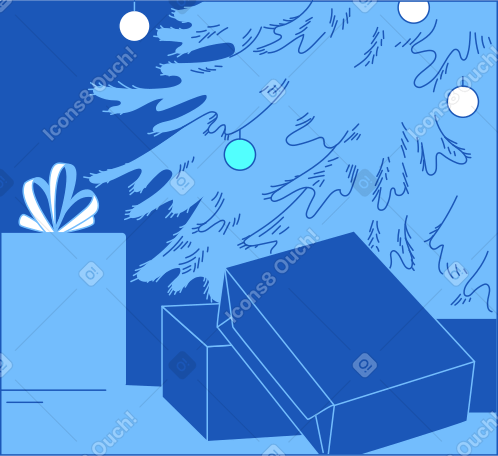 Cadre avec des cadeaux sous le sapin PNG, SVG