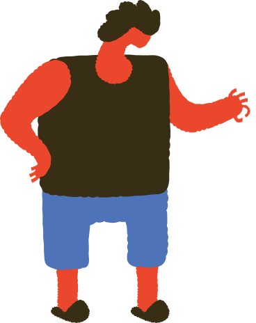 Man with red skin holding something в PNG, SVG