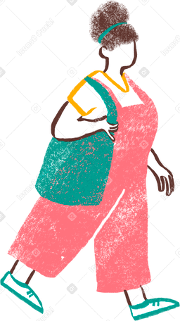 curvy woman walking with tote bag PNG、SVG