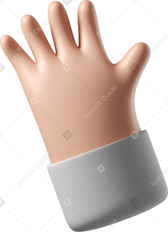 3D White skin hand waving hi PNG, SVG