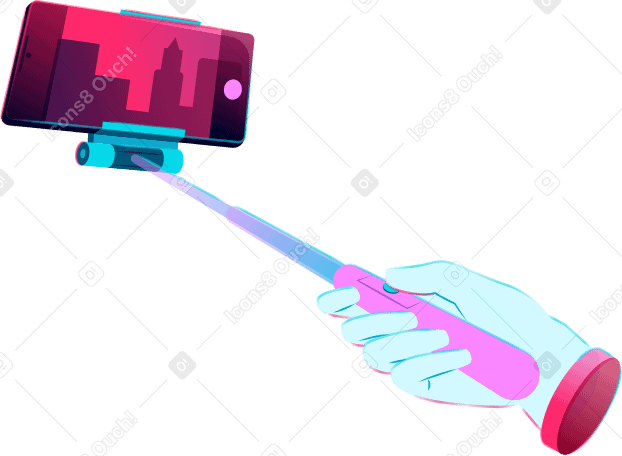 Main tenant un bâton de selfie avec un téléphone PNG, SVG