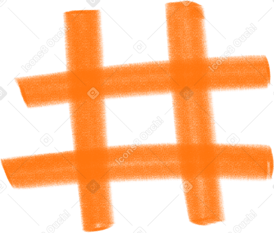 orange hashtag PNG, SVG