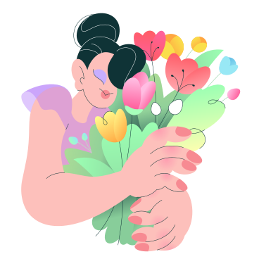 Woman with bouquet PNG, SVG