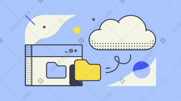 在天空中阳光明媚的情况下将文件上传到云存储 PNG, SVG