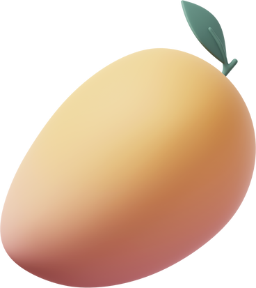 Yellow mango with leaf PNG, SVG