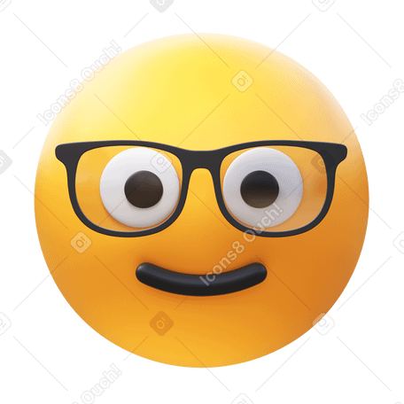 3D nerd face Illustration in PNG, SVG