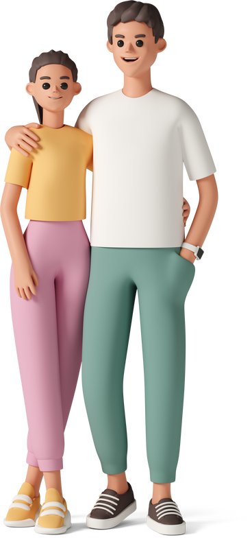young man embracing young woman by shoulder PNG, SVG