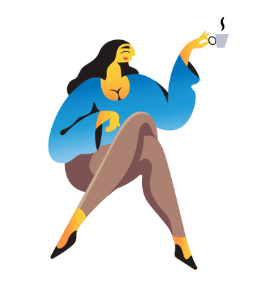 Ilustración animada de Mujer con taza en GIF, Lottie (JSON), AE
