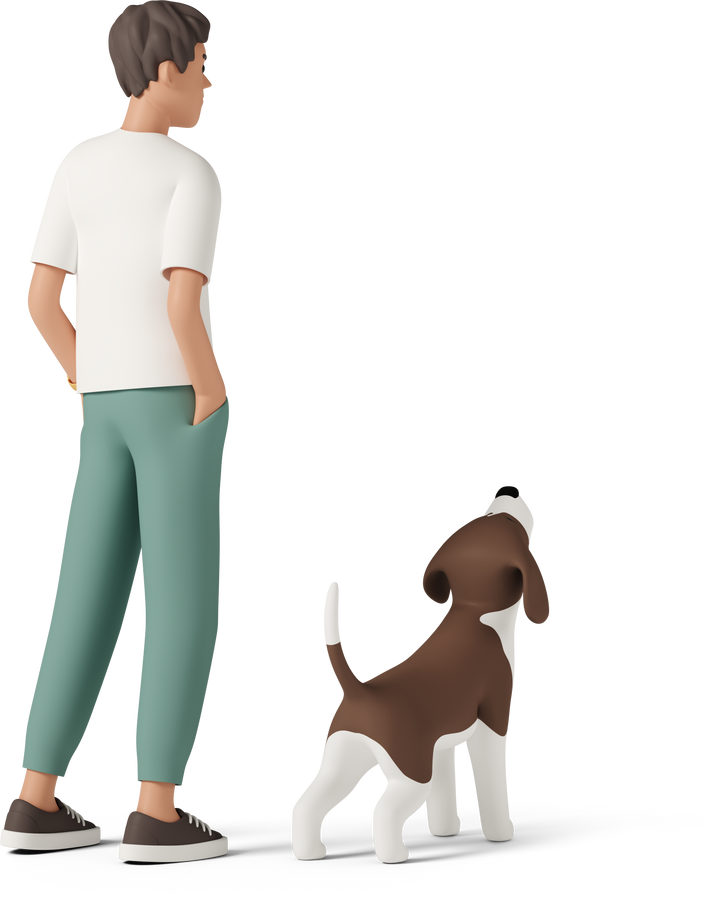 Man standing with dog Illustration in PNG, SVG