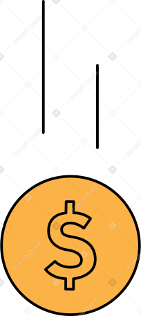 falling dollar coin PNG, SVG