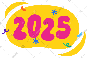 2025 年数字与五彩纸屑 PNG, SVG