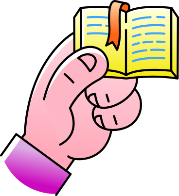 hand holding a book with a bookmark PNG, SVG