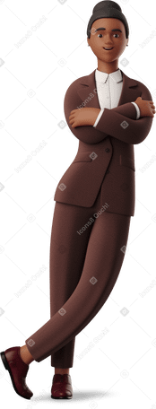 3D businesswoman leaning on wall PNG, SVG