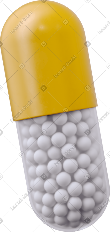 Yellow capsule with granules PNG, SVG