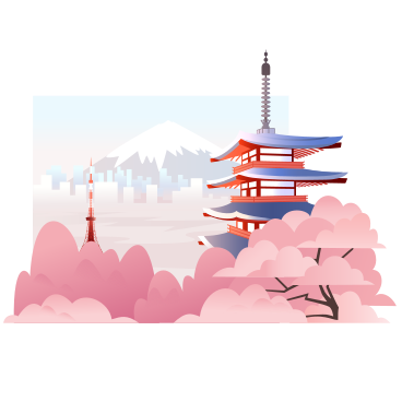 Landscape with the sights of Tokyo background PNG, SVG